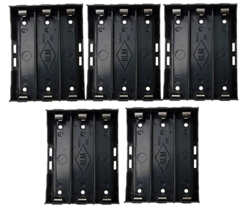 Ltvystore 18650 Battery Case Holder, 5 Pack 3 Slots x 3.7V DIY Battery Storage Box, in Parallel Black Plastic Batteries Case with Pin for 3 x 18650 - Image 1